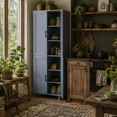 Wyld Haus Parare 171Cm Grey Wood-Effect 4-Door Freestanding Kitchen Pantry Cabinet - image 1