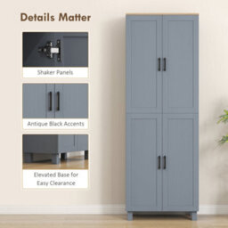 Wyld Haus Parare 171Cm Grey Wood-Effect 4-Door Freestanding Kitchen Pantry Cabinet - thumbnail 8