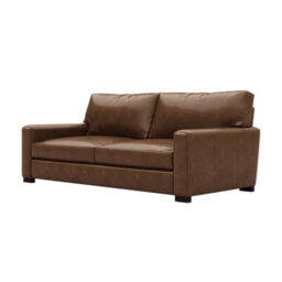 Valencia Luton Leather Loveseat Sofa Lipari Chocolate Premium Semi-Aniline Leather Kiln-Dried Wood Foam Cushions - thumbnail 1
