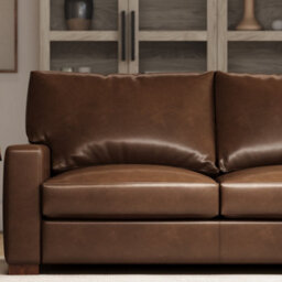 Valencia Luton Leather Loveseat Sofa Lipari Chocolate Premium Semi-Aniline Leather Kiln-Dried Wood Foam Cushions - thumbnail 6
