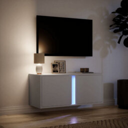 Berkfield Durable Tv Wall Cabinet With Led Lights White 80X31X35 Cm - thumbnail 5