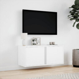 Berkfield Durable Tv Wall Cabinet With Led Lights White 80X31X35 Cm - thumbnail 4