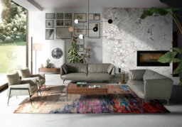 Angel Cerda Elegant Pearl Grey Leather Armchair With Modern Design - thumbnail 3