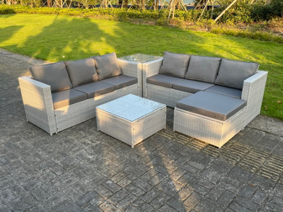 Fimous 7 Seater Wicker Light Grey Rattan Garden Corner Furniture Sofa Sets Outdoor Patio Furniture Coffee Table - image 1