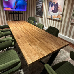 Ashford Blake Staved Oak Dining Table - Slim X Legs