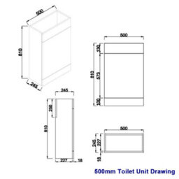 Sundaze Gloss Grey Bathroom Freestanding Back To Wall Wc Unit Toilet Cabinet 500mm - thumbnail 4