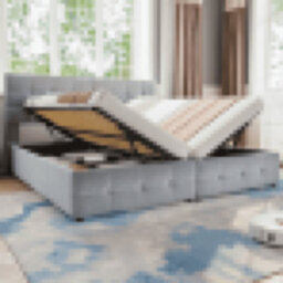 Matteo Grey Velvet Ottoman Bed Frame With Hydraulic Lift Storage, Versatile Spliced Design (180X190Cm) - thumbnail 8
