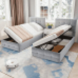 Matteo Grey Velvet Ottoman Bed Frame With Hydraulic Lift Storage, Versatile Spliced Design (180X190Cm) - thumbnail 5