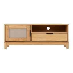 Seconique Corona Rattan 1 Door 1 Drawer Tv Unit In Distressed Wax Pine And Rattan Effect - thumbnail 4