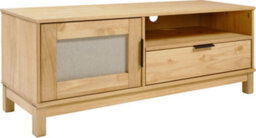 Seconique Corona Rattan 1 Door 1 Drawer Tv Unit In Distressed Wax Pine And Rattan Effect