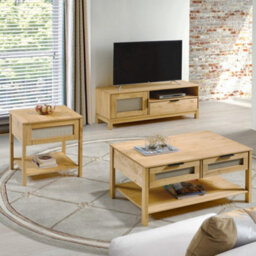 Seconique Corona Rattan 1 Door 1 Drawer Tv Unit In Distressed Wax Pine And Rattan Effect - thumbnail 7
