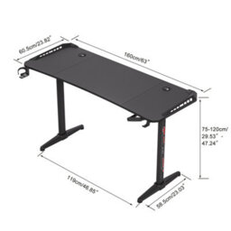 Fativo Large 160Cm Rgb Gaming Table Computer Desk Height Adjustable Sit To Stand Tables - thumbnail 2