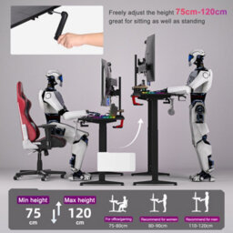Fativo Large 160Cm Rgb Gaming Table Computer Desk Height Adjustable Sit To Stand Tables - thumbnail 4