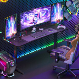 Fativo Large 160Cm Rgb Gaming Table Computer Desk Height Adjustable Sit To Stand Tables - thumbnail 6