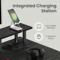 Vasagle Gaming Computer Desk With Monitor Stand, Storage Table With Power Strip, Study Desk For Office, 140 X 60 Cm, Black - thumbnail 6