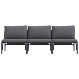 Berkfield Modern Outdoor Furniture With Cushion 3 Pcs Anthracite Steel - thumbnail 5