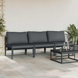 Berkfield Modern Outdoor Furniture With Cushion 3 Pcs Anthracite Steel - thumbnail 3