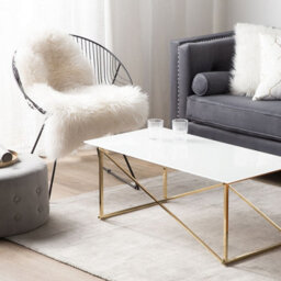 Beliani Minimalist Rectangular Coffee Table 100 X 50 Cm White Tempered Glass Top Gold Stainless Steel Legs - thumbnail 2