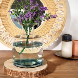 Urbn-Living Urbnliving 22Cm Height Bottle Glass Wide Mouth Rounded Design Flowers Arrangements Vase