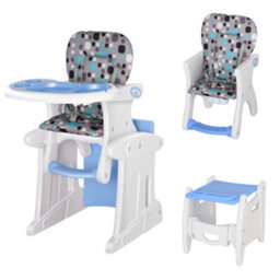 Homcom 2-In-1 Convertible Baby High Chair Booster Seat W/ Removable Tray Blue - thumbnail 2