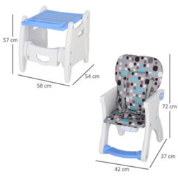Homcom 2-In-1 Convertible Baby High Chair Booster Seat W/ Removable Tray Blue - thumbnail 3