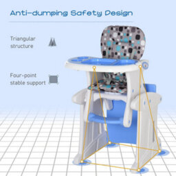 Homcom 2-In-1 Convertible Baby High Chair Booster Seat W/ Removable Tray Blue - thumbnail 6