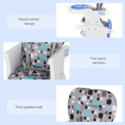 Homcom 2-In-1 Convertible Baby High Chair Booster Seat W/ Removable Tray Blue - thumbnail 7