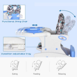 Homcom 2-In-1 Convertible Baby High Chair Booster Seat W/ Removable Tray Blue - thumbnail 5