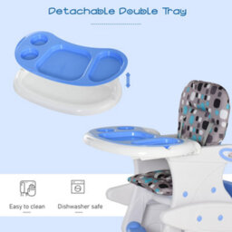 Homcom 2-In-1 Convertible Baby High Chair Booster Seat W/ Removable Tray Blue - thumbnail 9