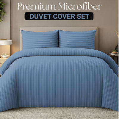 Lazzaro Elegant Satin Stripe Single Duvet Cover Set Soft Microfiber Hotel Style Hypoallergenic Bedding Sets - image 1
