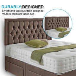 Dining Tables Lisbon Matching Headboard Divan Set, 2 Drawer On Same Side With Sprung 1500 Comfort Mattress - Plush Taupe - Double - thumbnail 3