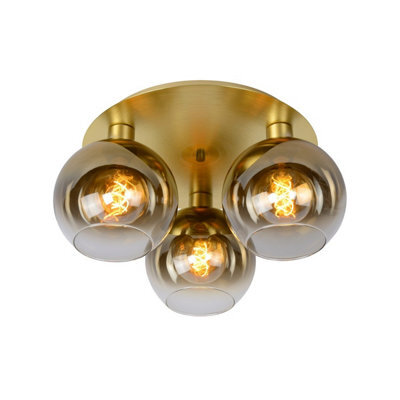 Lucide Marius Retro Flush Ceiling Light - 3Xe27 - Matt Gold, Brass - Special Offer - image 1