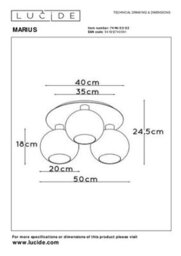 Lucide Marius Retro Flush Ceiling Light - 3Xe27 - Matt Gold, Brass - Special Offer - thumbnail 6