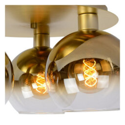Lucide Marius Retro Flush Ceiling Light - 3Xe27 - Matt Gold, Brass - Special Offer - thumbnail 5