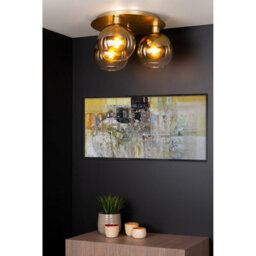 Lucide Marius Retro Flush Ceiling Light - 3Xe27 - Matt Gold, Brass - Special Offer - thumbnail 4