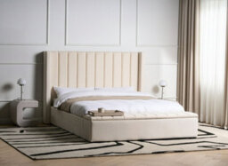 Beliani Bed With Storage Bench Velvet Noyers 160 X 200 Cm (Eu King Size) Off-White - thumbnail 2