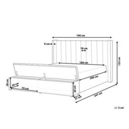 Beliani Bed With Storage Bench Velvet Noyers 160 X 200 Cm (Eu King Size) Off-White - thumbnail 3