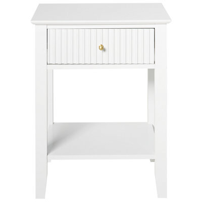 Wyld And Coco Luxehome 1 Drawer Bedside Table White Mdf With Gold Handle, Wall-Mount Nightstand (W48 X D35 X H62Cm) - image 1