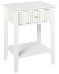 Wyld And Coco Luxehome 1 Drawer Bedside Table White Mdf With Gold Handle, Wall-Mount Nightstand (W48 X D35 X H62Cm) - thumbnail 3