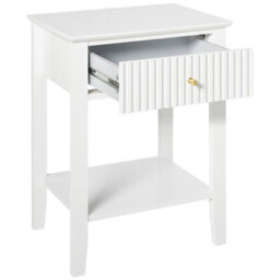 Wyld And Coco Luxehome 1 Drawer Bedside Table White Mdf With Gold Handle, Wall-Mount Nightstand (W48 X D35 X H62Cm) - thumbnail 5