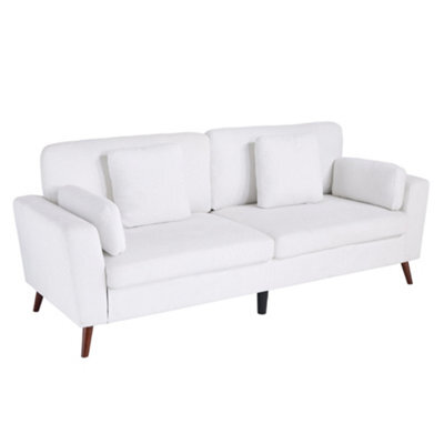 Living And Home 2-Seater White Chenille Upholstered Sofa With Pillows - image 1