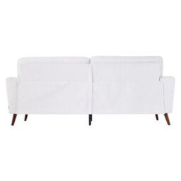 Living And Home 2-Seater White Chenille Upholstered Sofa With Pillows - thumbnail 3