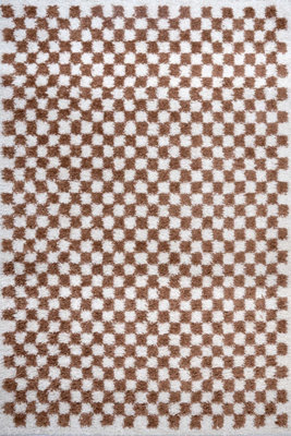 The Rugs Moodi Shaggy Terra Pixelate Rug Runner Tartan Thick High Pile For Living Rooms, Bedrooms, Hallways, Kitchens - image 1