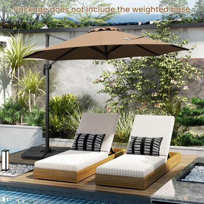 Costway Outdoor Patio Parasol 294 X 248 Cm Cantilever Umbrella W/ Cross-Shaped Base-Brown - image 1