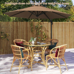 Costway Outdoor Patio Parasol 294 X 248 Cm Cantilever Umbrella W/ Cross-Shaped Base-Brown - thumbnail 4