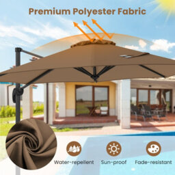 Costway Outdoor Patio Parasol 294 X 248 Cm Cantilever Umbrella W/ Cross-Shaped Base-Brown - thumbnail 7