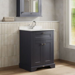 Hudson Reed Floor Standing 2-Door Traditional Vanity With 1 Tap Hole White Marble Top & Square Basin, 660X505mm - thumbnail 4