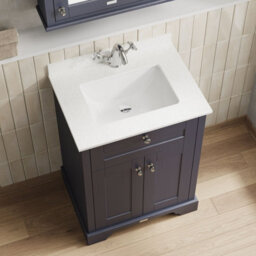 Hudson Reed Floor Standing 2-Door Traditional Vanity With 1 Tap Hole White Marble Top & Square Basin, 660X505mm - thumbnail 3