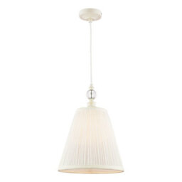 DAR Laura Ashley Ellis Pendant Satin Cream And Crystal With Shade