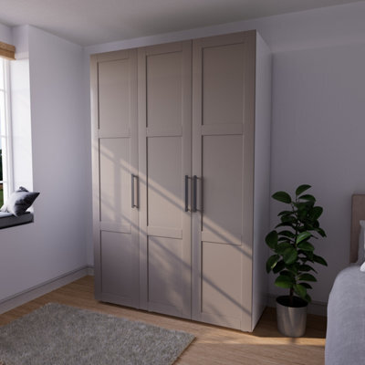 Atomia Modern Matt Pebble 2 Drawer Tall Triple Wardrobe (H)2247mm (W)1000mm (D)580mm - image 1